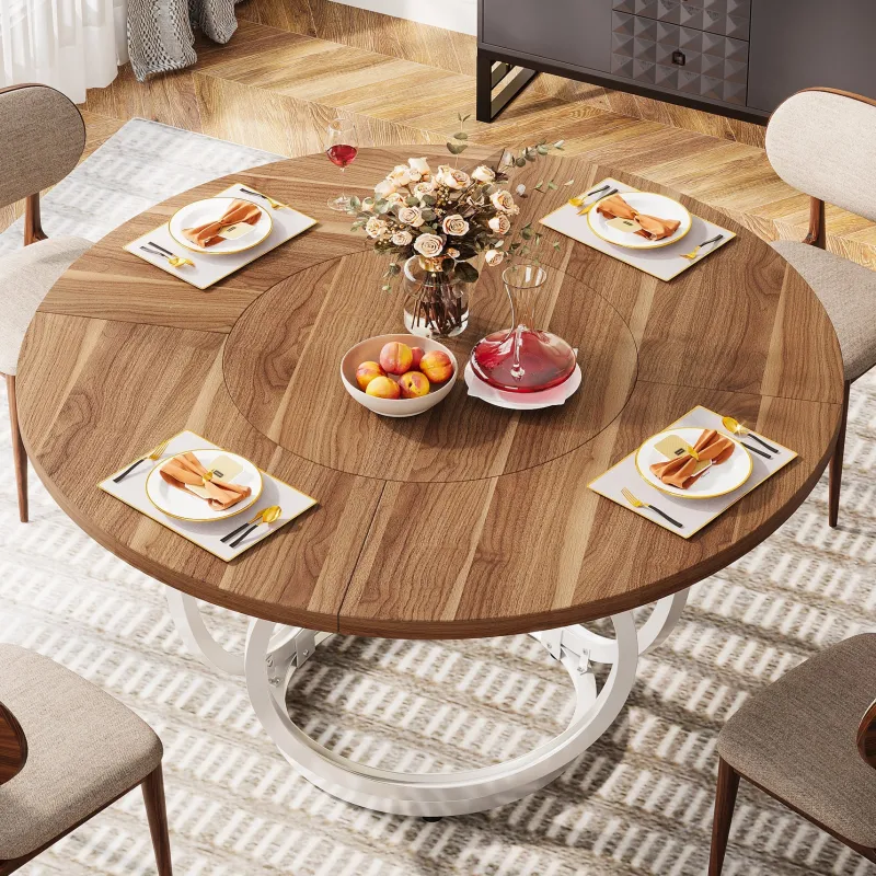 Tribesigns Dining Tables*Round Dining Table for 4, Modern 47" Kitchen Table with Metal Base