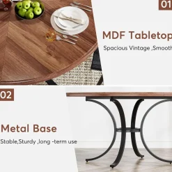 Tribesigns Dining Tables*Round Dining Table for 4-6 People, 47