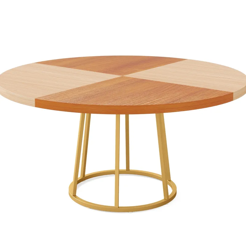Tribesigns Dining Tables*Round Dining Table for 4 People, 47" Kitchen Table with Circle Metal Base