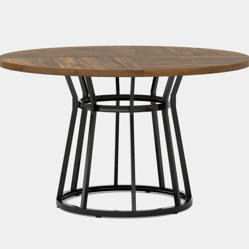 Tribesigns Dining Tables*Round Dining Table for 4 People, 47.2" Kitchen Dinner Table with Metal Base