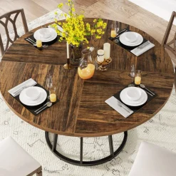 Tribesigns Dining Tables*Round Dining Table for 4 People, 47.2