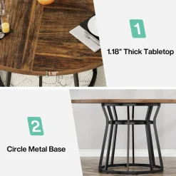 Tribesigns Dining Tables*Round Dining Table for 4 People, 47.2