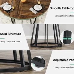 Tribesigns Dining Tables*Round Dining Table for 4 People, 47.2