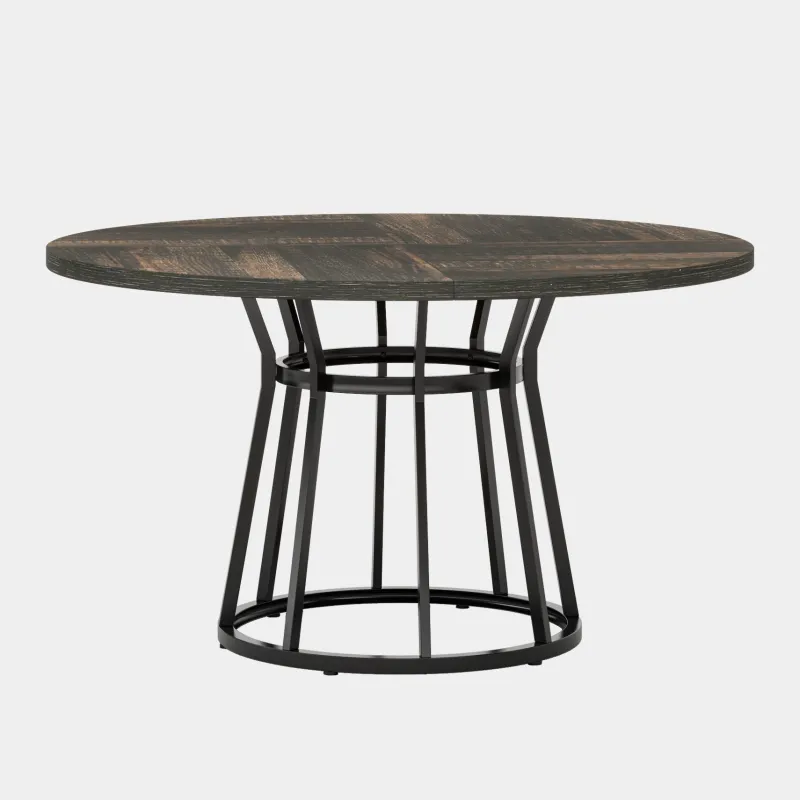 Tribesigns Dining Tables*Round Dining Table for 4 People, 47.2" Kitchen Dinner Table with Metal Base