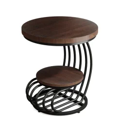 Tribesigns End & Side Tables*Round End Table, 2 Tiers Faux Marble Side Table with Storage Shelf