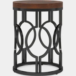 Tribesigns End & Side Tables*Round End Table, Industrial Side Table with Metal Hollow Frame