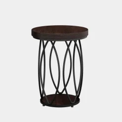 Tribesigns End & Side Tables*Round End Table, Industrial Accent Side Table with Storage Shelf