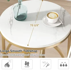 Tribesigns End & Side Tables*Round End Table, Modern Sofa Side Table with Faux Marble Top