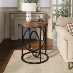 Tribesigns End & Side Tables*Round End Table, Modern Sofa Side Table with Faux Marble Top