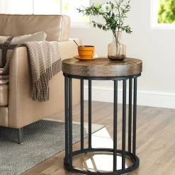 Tribesigns End & Side Tables*Round End Table, Small Accent Side Table with Metal Frame