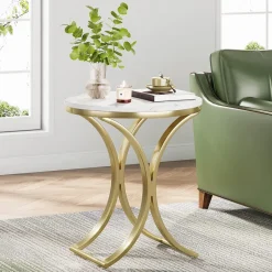 Tribesigns End & Side Tables*Round End Table Sofa Side Table Small Coffee Table with Metal Frame