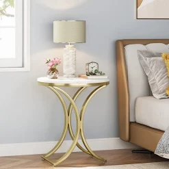 Tribesigns End & Side Tables*Round End Table Sofa Side Table Small Coffee Table with Metal Frame