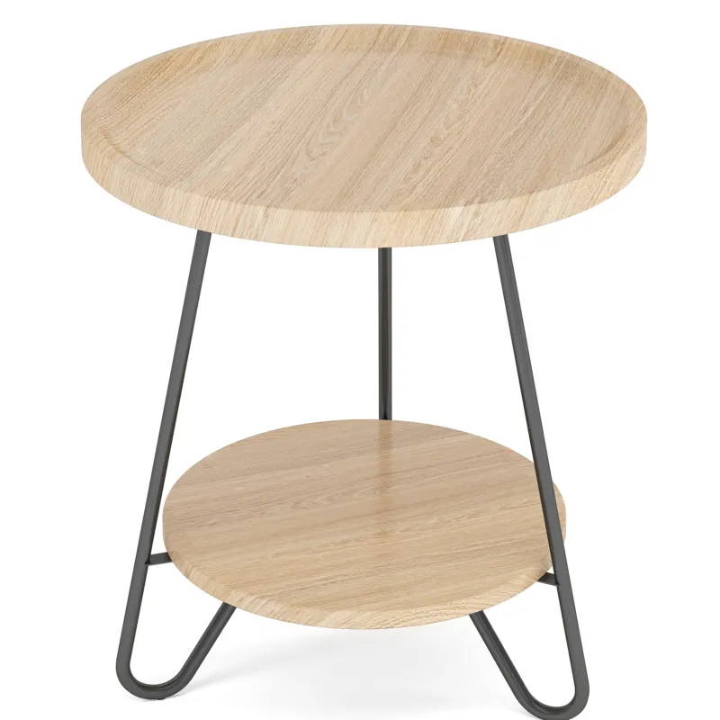 Tribesigns End & Side Tables*Round End Table, 2-Tier Side Table Accent Table with Metal Legs