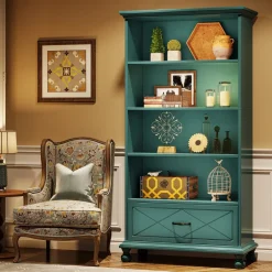 Tribesigns Etagere|Etagere*6-Shelf Bookcase with Drawer, 71