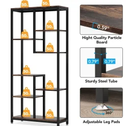 Tribesigns Bookcases & Bookshelves|Bookcases & Bookshelves*8-shelf Bookshelf, Industrial Open Bookcase Storage Display Rack