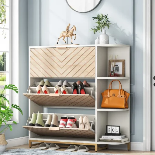 Tribesigns Shoe Racks & Cabinets|Shoe Racks & Cabinets*Shoe Cabinet, Modern 24 Pair Shoe Rack Organizer with Doors & Shelves