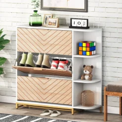 Tribesigns Shoe Racks & Cabinets|Shoe Racks & Cabinets*Shoe Cabinet, Modern 24 Pair Shoe Rack Organizer with Doors & Shelves