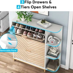 Tribesigns Shoe Racks & Cabinets|Shoe Racks & Cabinets*Shoe Cabinet, Modern 24 Pair Shoe Rack Organizer with Doors & Shelves