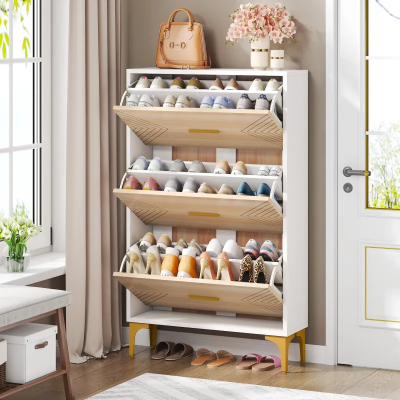 Tribesigns Shoe Racks & Cabinets|Shoe Racks & Cabinets*Shoe Cabinet, Slim Hidden Shoe Rack Organizer with 3 Flip Drawers
