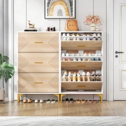 Tribesigns Shoe Racks & Cabinets|Shoe Racks & Cabinets*Shoe Cabinet, Slim Hidden Shoe Rack Organizer with 3 Flip Drawers