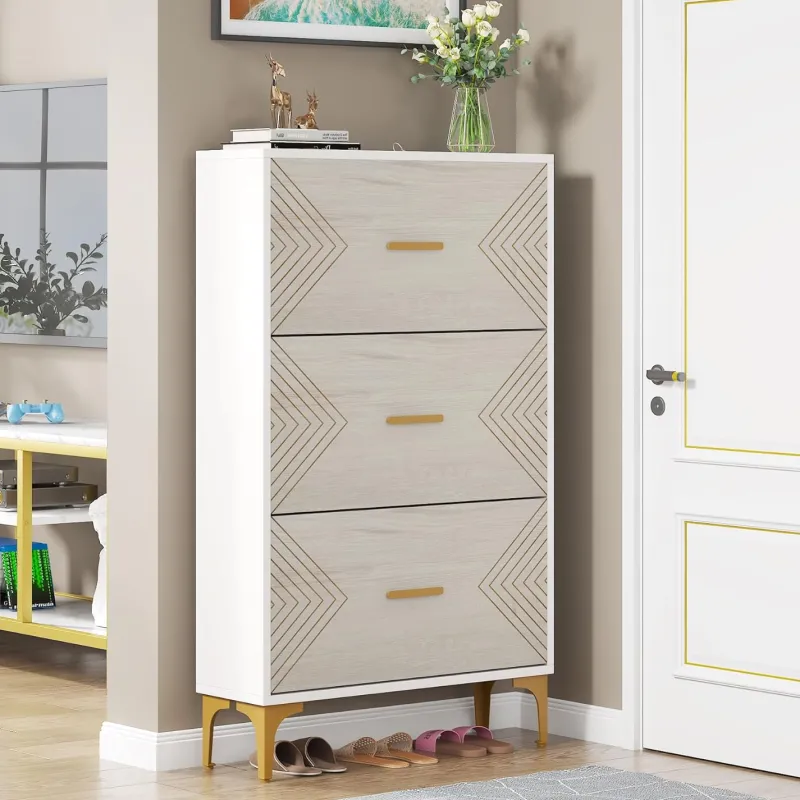 Tribesigns Shoe Racks & Cabinets|Shoe Racks & Cabinets*Shoe Cabinet, Slim Hidden Shoe Rack Organizer with 3 Flip Drawers
