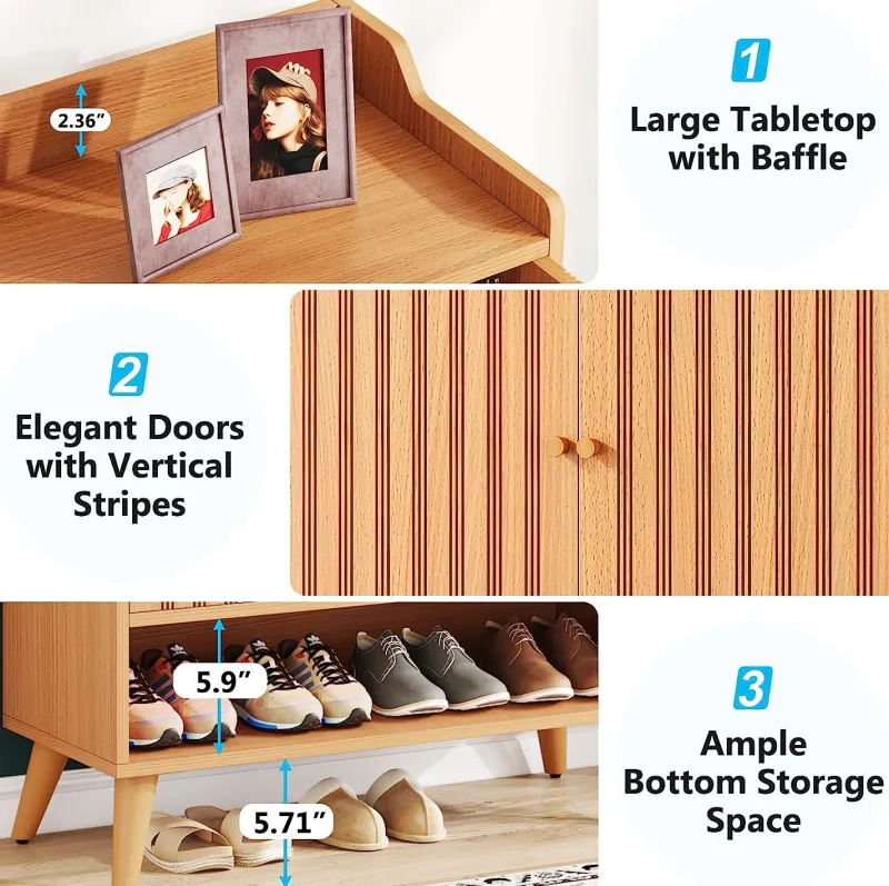 Tribesigns Shoe Racks & Cabinets|Shoe Racks & Cabinets*Shoe Cabinet, Slim Shoe Organizer with Adjustable Shelves and Open Shelf