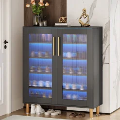 Tribesigns Shoe Racks & Cabinets|Shoe Racks & Cabinets*Shoe Cabinet, 5-Tier Shoe Organizer with LED Light & Acrylic Doors