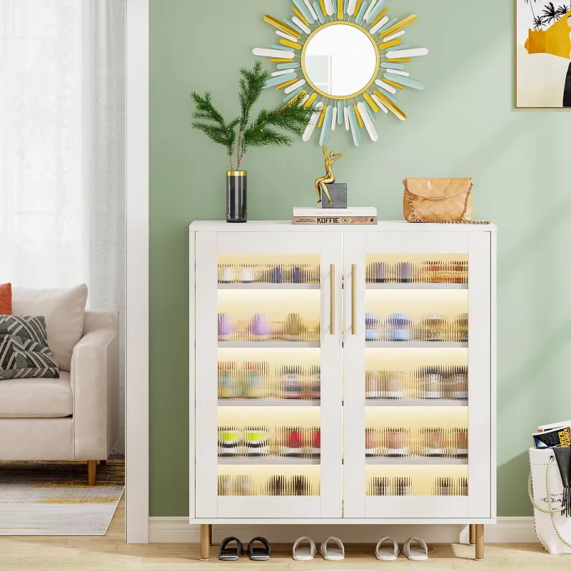 Tribesigns Shoe Racks & Cabinets|Shoe Racks & Cabinets*Shoe Cabinet, 5-Tier Shoe Organizer with LED Light & Acrylic Doors