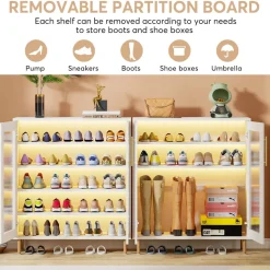 Tribesigns Shoe Racks & Cabinets|Shoe Racks & Cabinets*Shoe Cabinet, 5-Tier Shoe Organizer with LED Light & Acrylic Doors