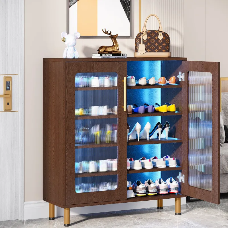 Tribesigns Shoe Racks & Cabinets|Shoe Racks & Cabinets*Shoe Cabinet, 5-Tier Shoe Organizer with LED Light & Acrylic Doors