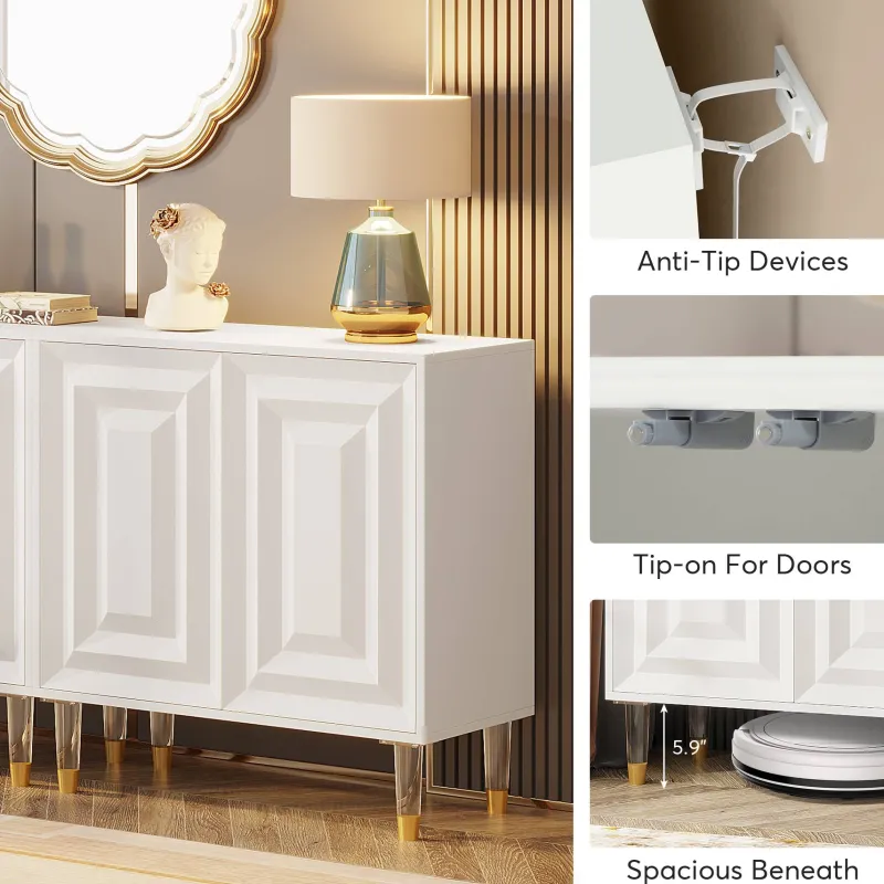 Tribesigns Sideboards & Buffets|Sideboards & Buffets*Sideboard Buffet, 63" Modern Kitchen Accent Cabinet with 4 Doors