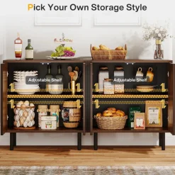 Tribesigns Sideboards & Buffets|Sideboards & Buffets*Sideboard Buffet, Set of 2 Storage Cabinet with Adjustable Shelves