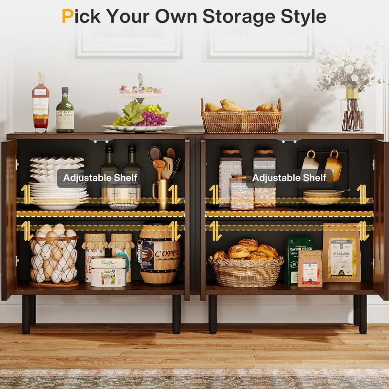 Tribesigns Sideboards & Buffets|Sideboards & Buffets*Sideboard Buffet, Set of 2 Storage Cabinet with Adjustable Shelves