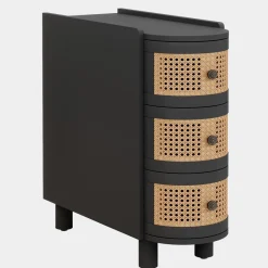 Tribesigns Nightstands*Solid Wood End Table, 3 - Drawer Side Table NightStand with 3 Rattan Drawers