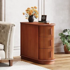 Tribesigns Nightstands*Solid Wood End Table, Narrow Side Table Nightstand with 3 - drawer
