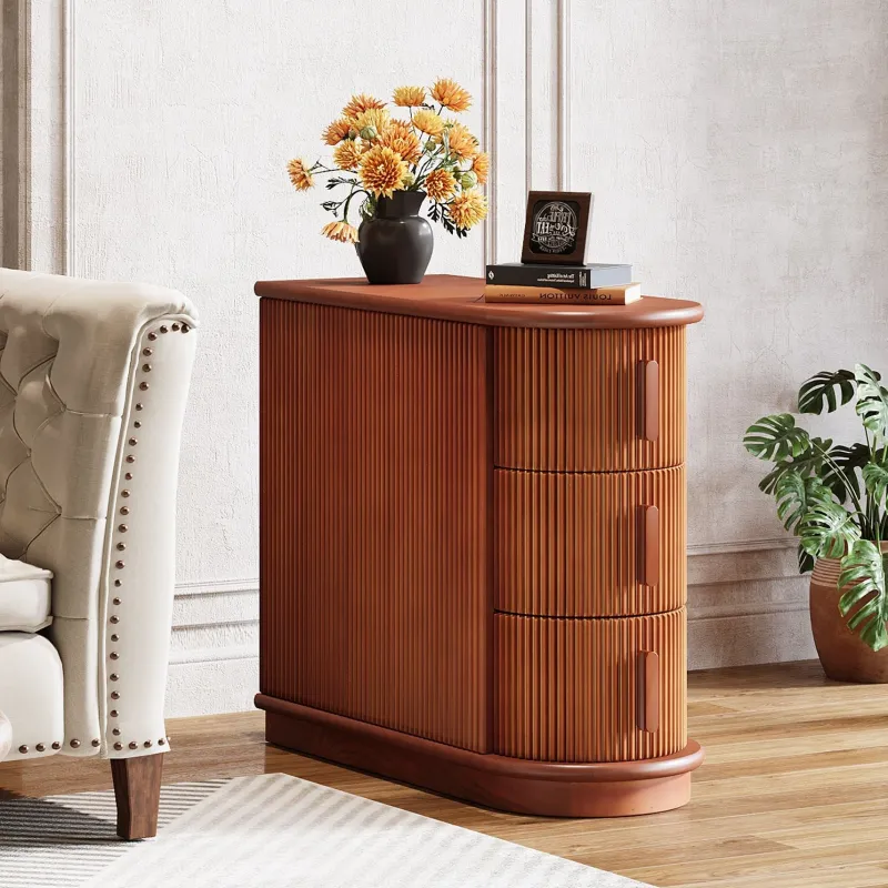 Tribesigns Nightstands*Solid Wood End Table, Narrow Side Table Nightstand with 3 - drawer