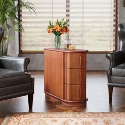 Tribesigns Nightstands*Solid Wood End Table, Narrow Side Table Nightstand with 3 - drawer