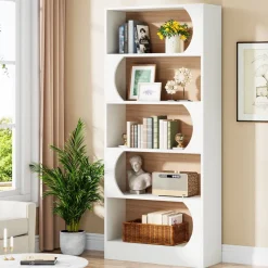 Tribesigns Bookcases & Bookshelves|Bookcases & Bookshelves*5-Tier Bookcase, 71" Wood Etagere Bookshelf with Storage Shelves
