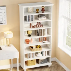 Tribesigns Bookcases & Bookshelves|Bookcases & Bookshelves*9-Tier Bookcase Wood Bookshelf with LED Lighting & Solid Wood Legs