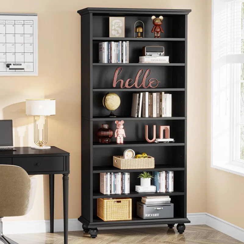 Tribesigns Bookcases & Bookshelves|Bookcases & Bookshelves*9-Tier Bookcase Wood Bookshelf with LED Lighting & Solid Wood Legs