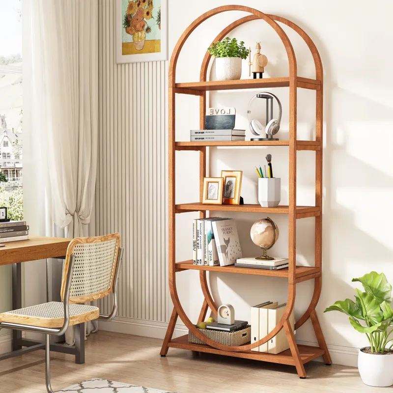 Tribesigns Bookcases & Bookshelves|Bookcases & Bookshelves*5-Tier Bookshelf, 70.8" Open Bookcase Arched Display Rack