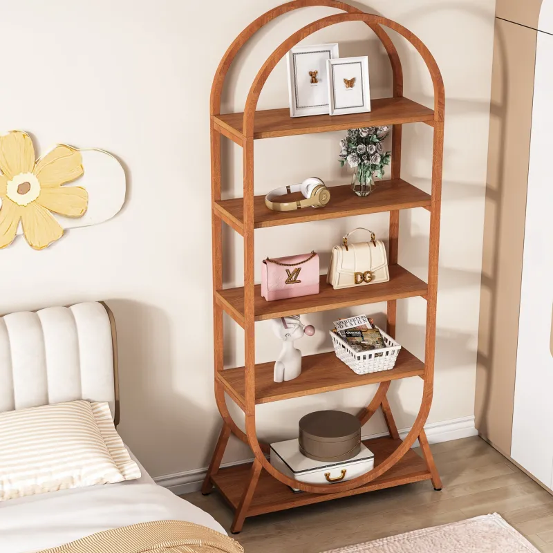 Tribesigns Bookcases & Bookshelves|Bookcases & Bookshelves*5-Tier Bookshelf, 70.8" Open Bookcase Arched Display Rack