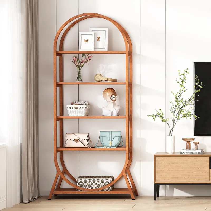 Tribesigns Bookcases & Bookshelves|Bookcases & Bookshelves*5-Tier Bookshelf, 70.8" Open Bookcase Arched Display Rack