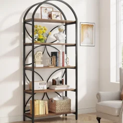 Tribesigns Bookcases & Bookshelves|Bookcases & Bookshelves*5-Tier Bookshelf, 75" Tall Arched Bookcase Display Rack