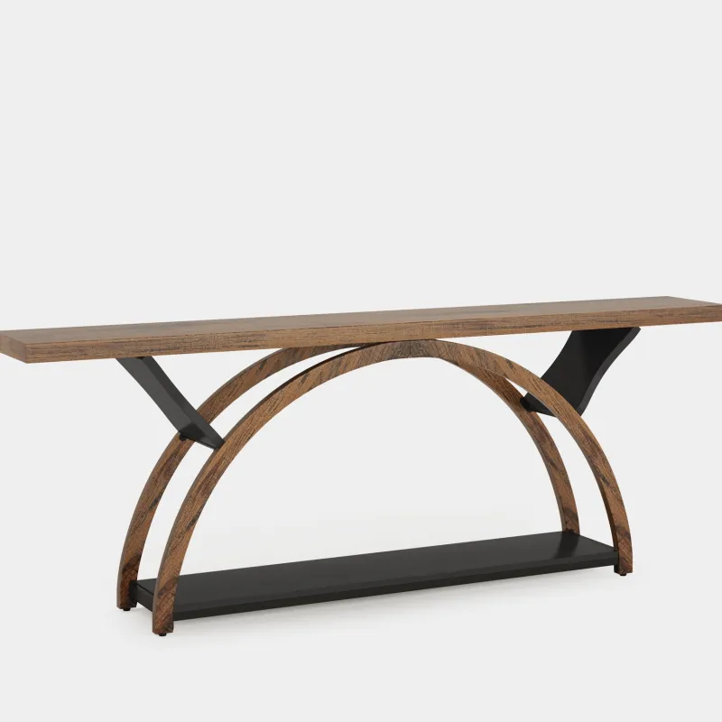 Tribesigns Console Tables|Console Tables*2-Tier Console Table, 70.9" Entryway Table with Half Moon Frame