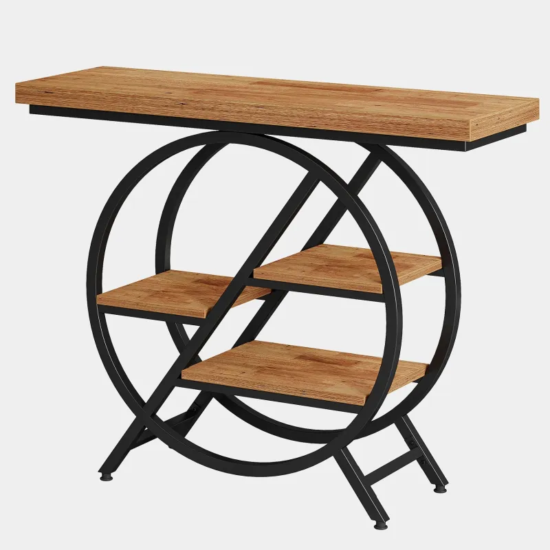 Tribesigns Console Tables|Console Tables*4-Tier Console Table, 39.4" Entryway Table with Geometric Metal Frame