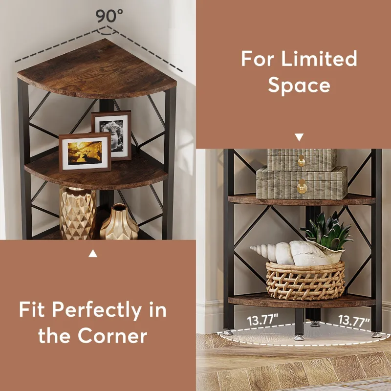 Tribesigns Corner Shelves|Corner Shelves*7-Tier Corner Shelf, 78.7” Corner Bookcase Slim Corner Storage Rack