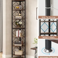 Tribesigns Corner Shelves|Corner Shelves*7-Tier Corner Shelf, 78.7” Corner Bookcase Slim Corner Storage Rack