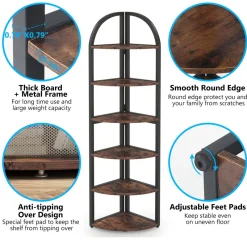 Tribesigns Corner Shelves|Corner Shelves*6-Tier Corner Shelf, 71 inch Tall Corner Bookshelf for Small Space
