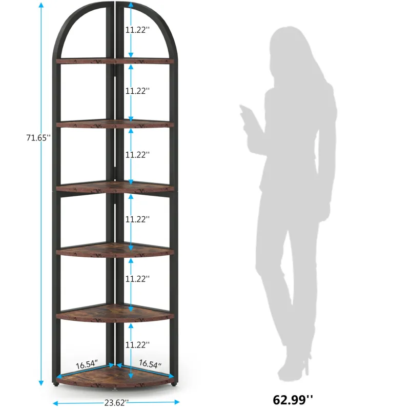 Tribesigns Corner Shelves|Corner Shelves*6-Tier Corner Shelf, 71 inch Tall Corner Bookshelf for Small Space